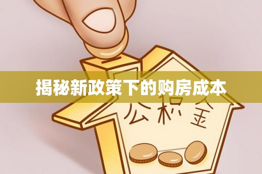 托克逊揭秘新政策下的购房成本